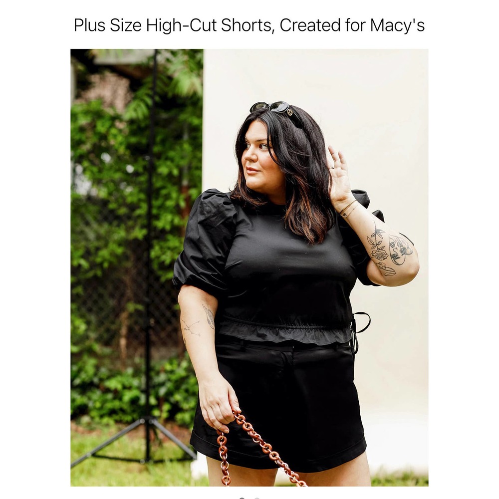 Danielle Bernstein Plus High-Cut Shorts, Black 24W